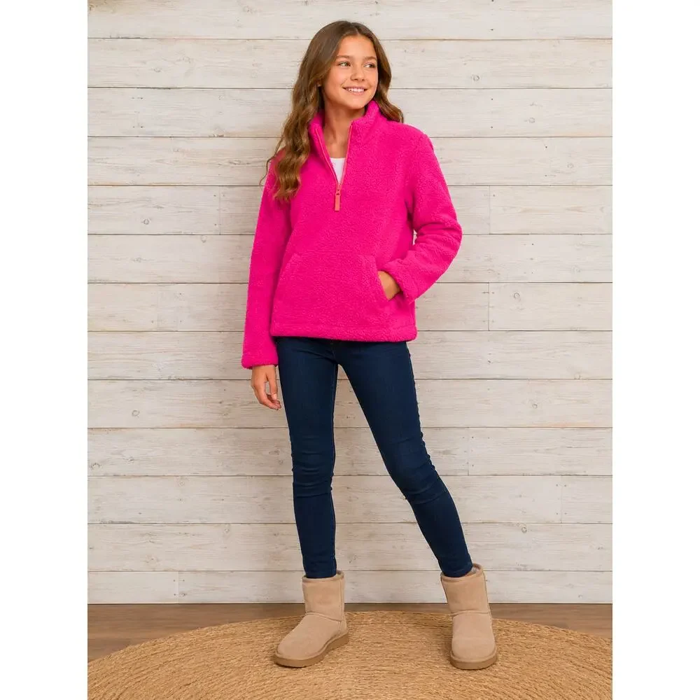 GAP KIDS Fuchsia Sherpa Quarter Zip Fleece XL 12 | Cozy Winter Pullover
